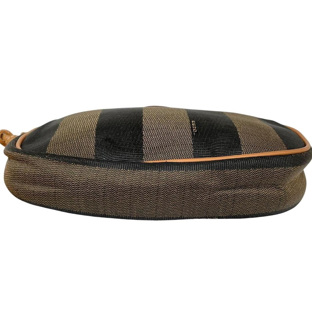 Vintage Fendi Brown and Black Pequin Striped Canvas Crossbody Bag