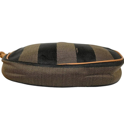 Vintage Fendi Brown and Black Pequin Striped Canvas Crossbody Bag