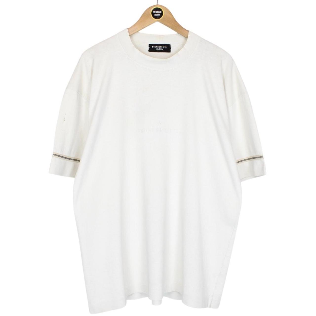 Vintage 1988 Stone Island White Short Sleeve Embroidered T-Shirt