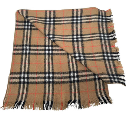 Vintage 90s Burberry Tan Brown Nova Check Lambswool Scarf