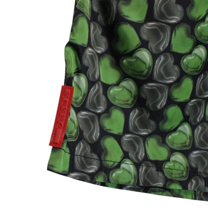 Prada 2008 Green and Black Love Hearts Nylon Swim Shorts