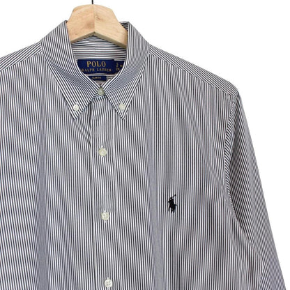 Polo Ralph Lauren Black and White Striped Long Sleeve Cotton Shirt