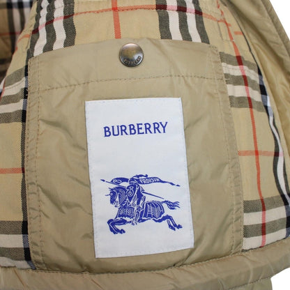 Burberry beige cropped nylon jacket with Nova Check pattern and diamond quilted design.