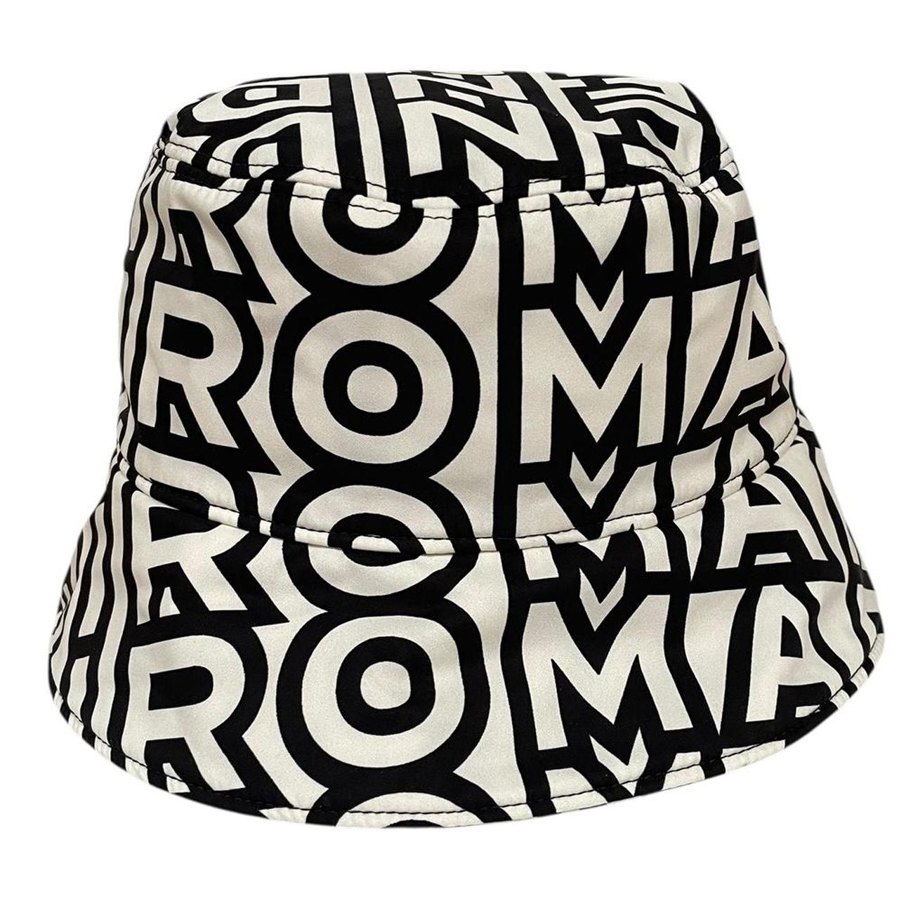 Fendi Roma x Marc Jacobs Black and White Monogram Logo Print Bucket Hat
