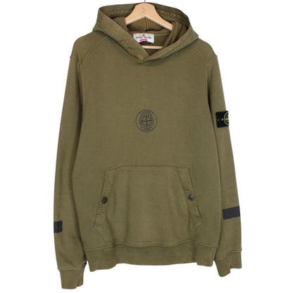 Stone Island x Supreme AW 2017 Olive Green Logo Print Hoodie Jumper