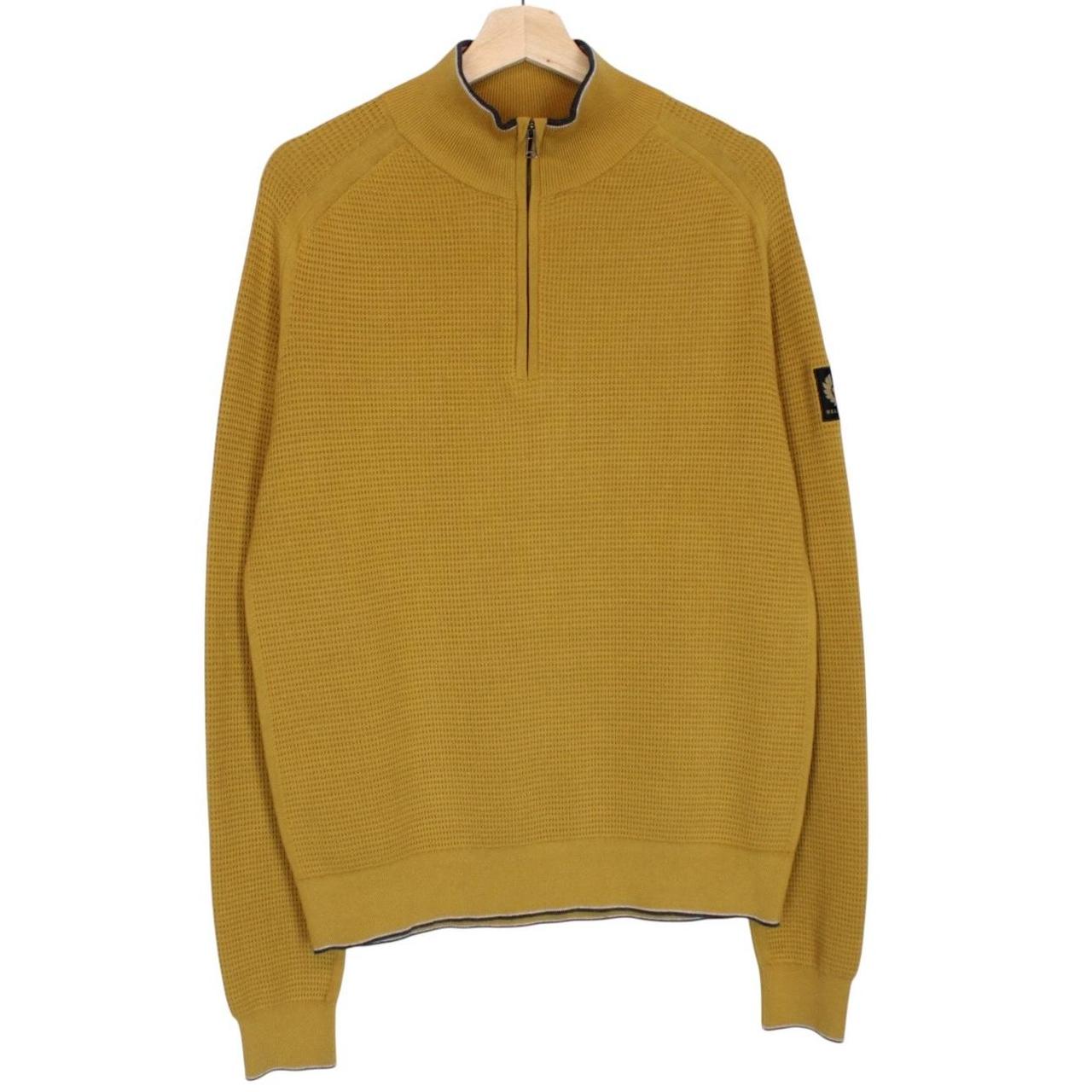 Belstaff Cole Glaze Yellow 1/4 Zip Cotton Knit Jumper