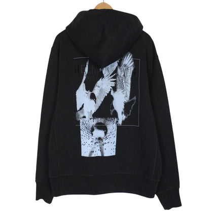 Helmut Lang Black Bird Print Cotton Hoodie Jumper