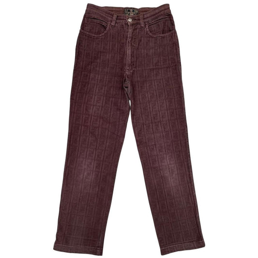 Vintage 90s Fendi Brown Zucca Monogram High Waisted Trousers