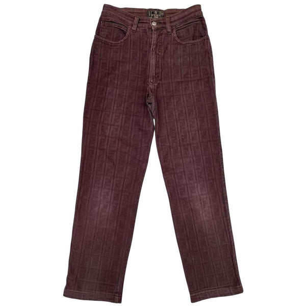 Vintage 90s Fendi Brown Zucca Monogram High Waisted Trousers