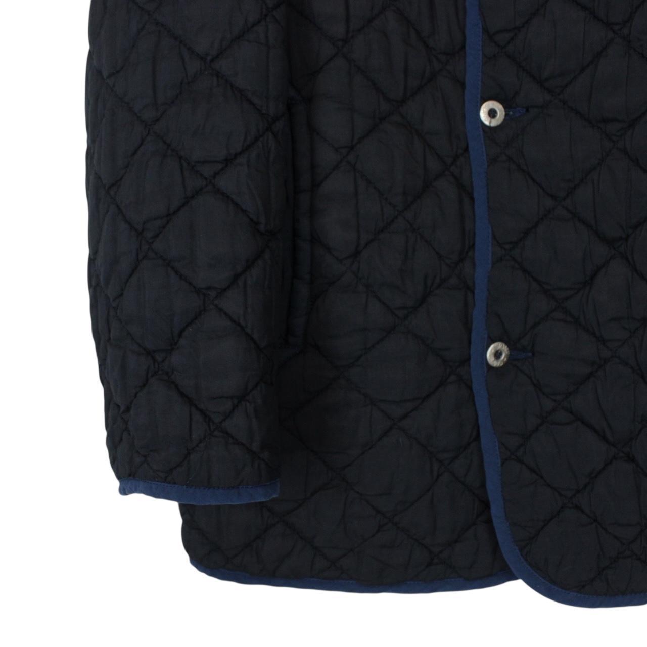 Vintage 80s Stone Island Navy Blue Polyester Microfibre Quilted Jacket