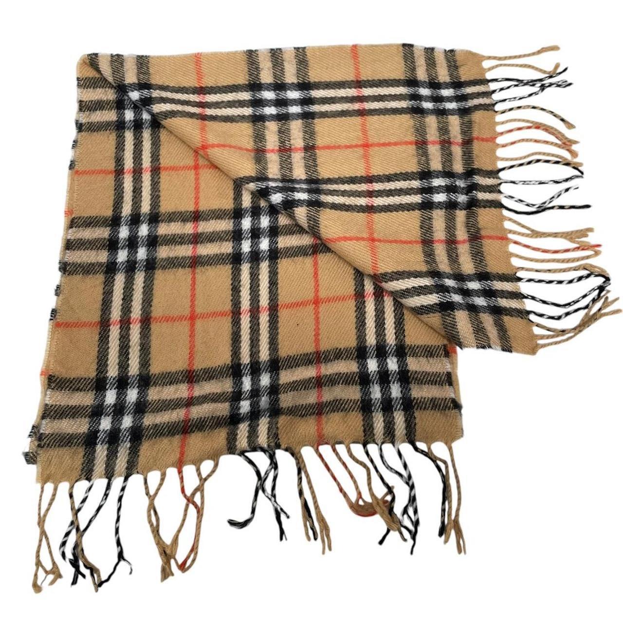 Vintage 90s Burberry Beige Nova Check Lambswool Scarf