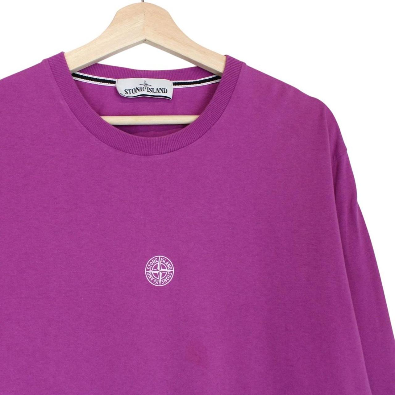 Stone Island Purple Long Sleeve Logo Print T-Shirt