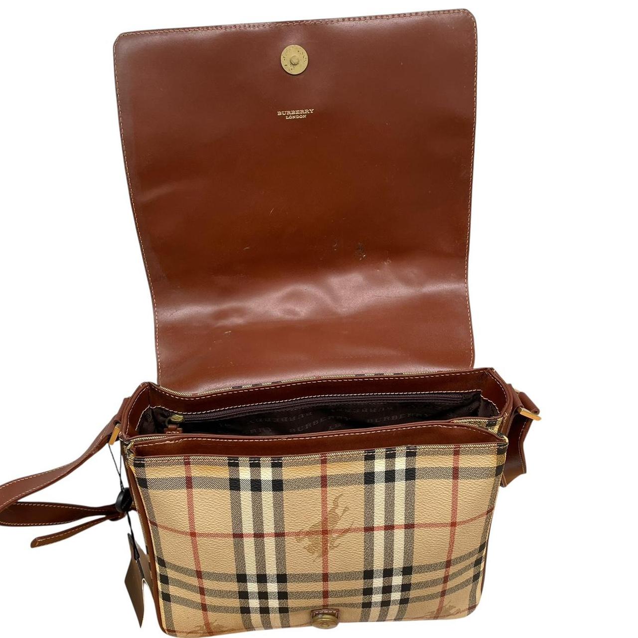 Vintage Burberry Beige and Brown Nova Check Crossbody Messenger Bag