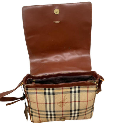Vintage Burberry Beige and Brown Nova Check Crossbody Messenger Bag