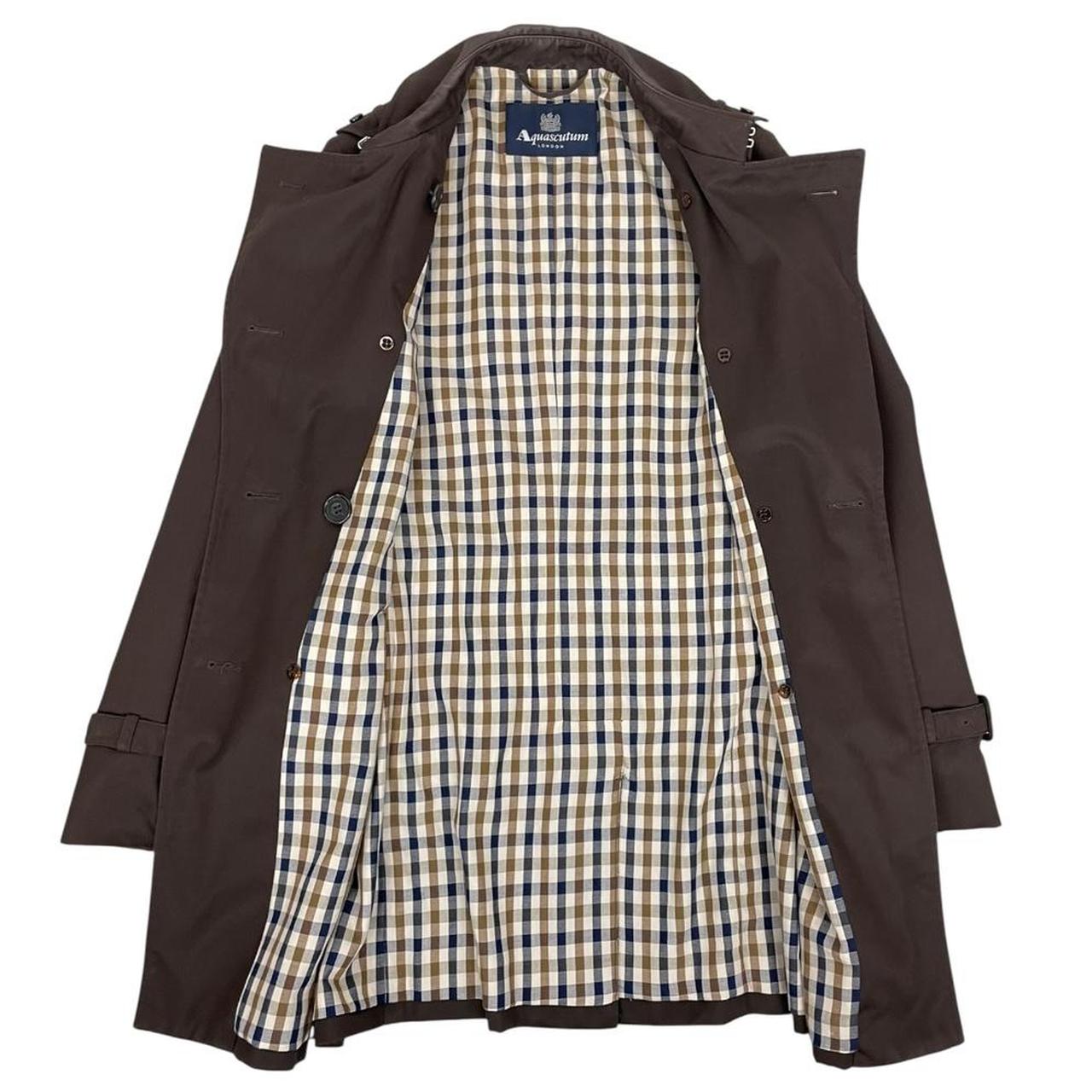 Aquascutum Brown House Check Double Breasted Belted Trench Coat