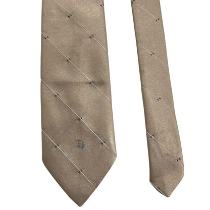 Christian Dior beige striped tie in silk/polyester blend with elegant pattern.