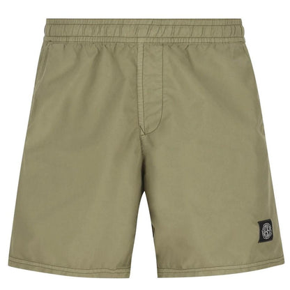 Stone Island SS26 Military Green Brushed Nylon Mid-Length Swim Shorts
