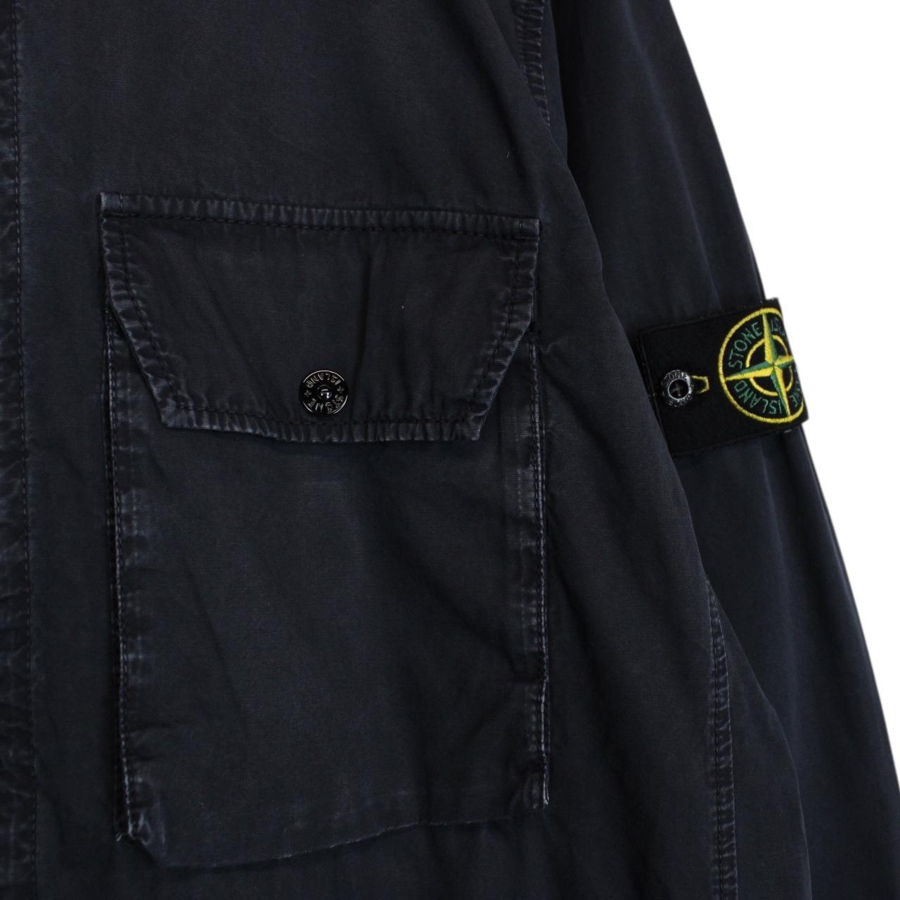 Stone Island AW 2021 Navy Blue Full Zip Cotton Overshirt Jacket
