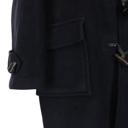 Vintage 90s Burberry Navy Blue Nova Check Wool Duffle Coat