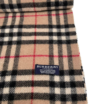 Vintage 90s Burberry Tan Brown Nova Check Lambswool Scarf