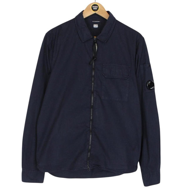 CP Company Navy Blue Full Zip Cotton Lens Overshirt Jacket