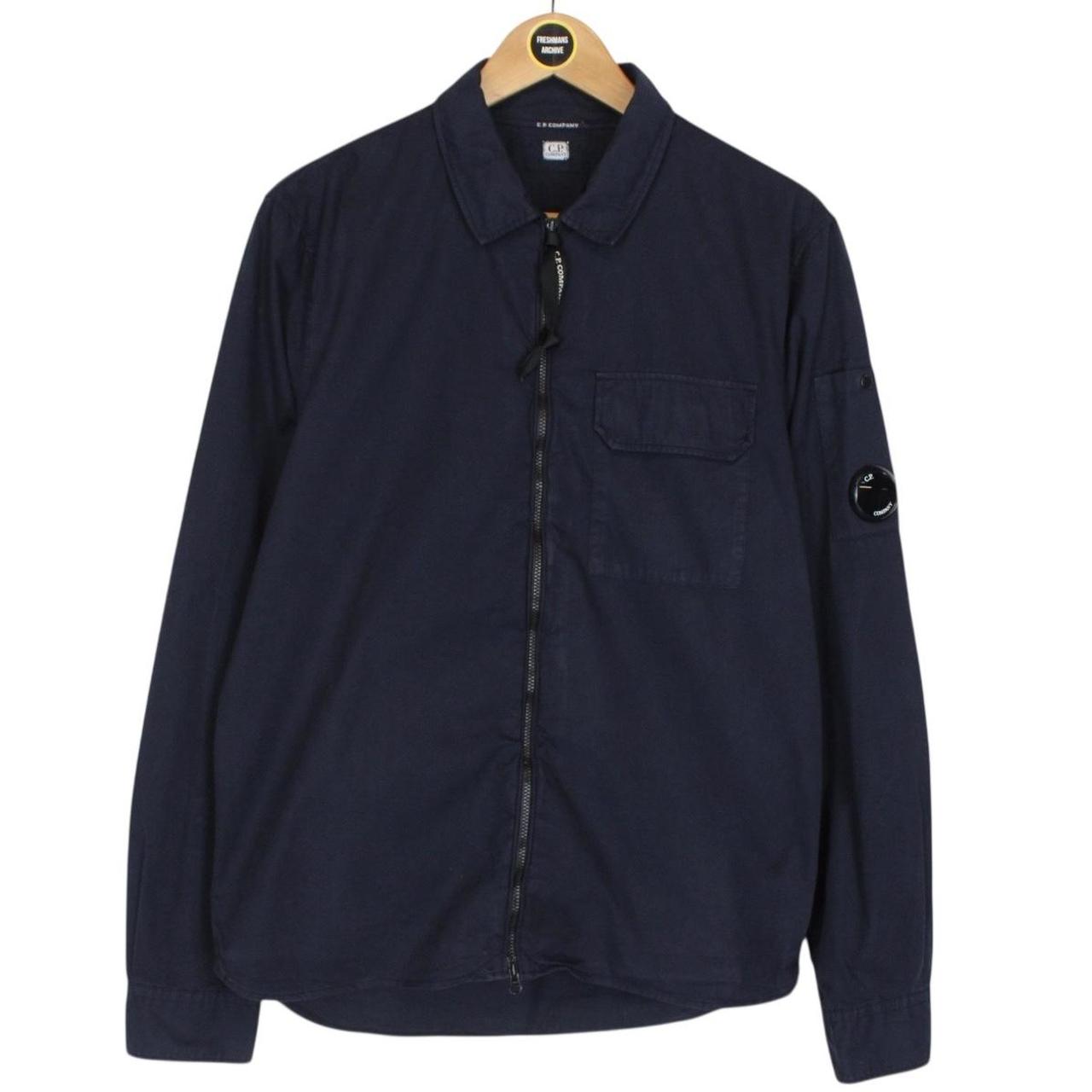 CP Company Navy Blue Full Zip Cotton Lens Overshirt Jacket