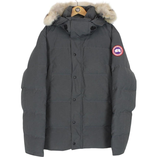 Canada Goose Graphite Grey Wyndham Parka Down Jacket with Fur Trim