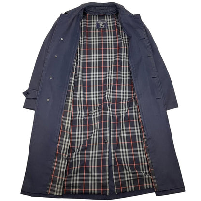 Vintage 90s Burberry Navy Blue Single Breasted Trench Coat