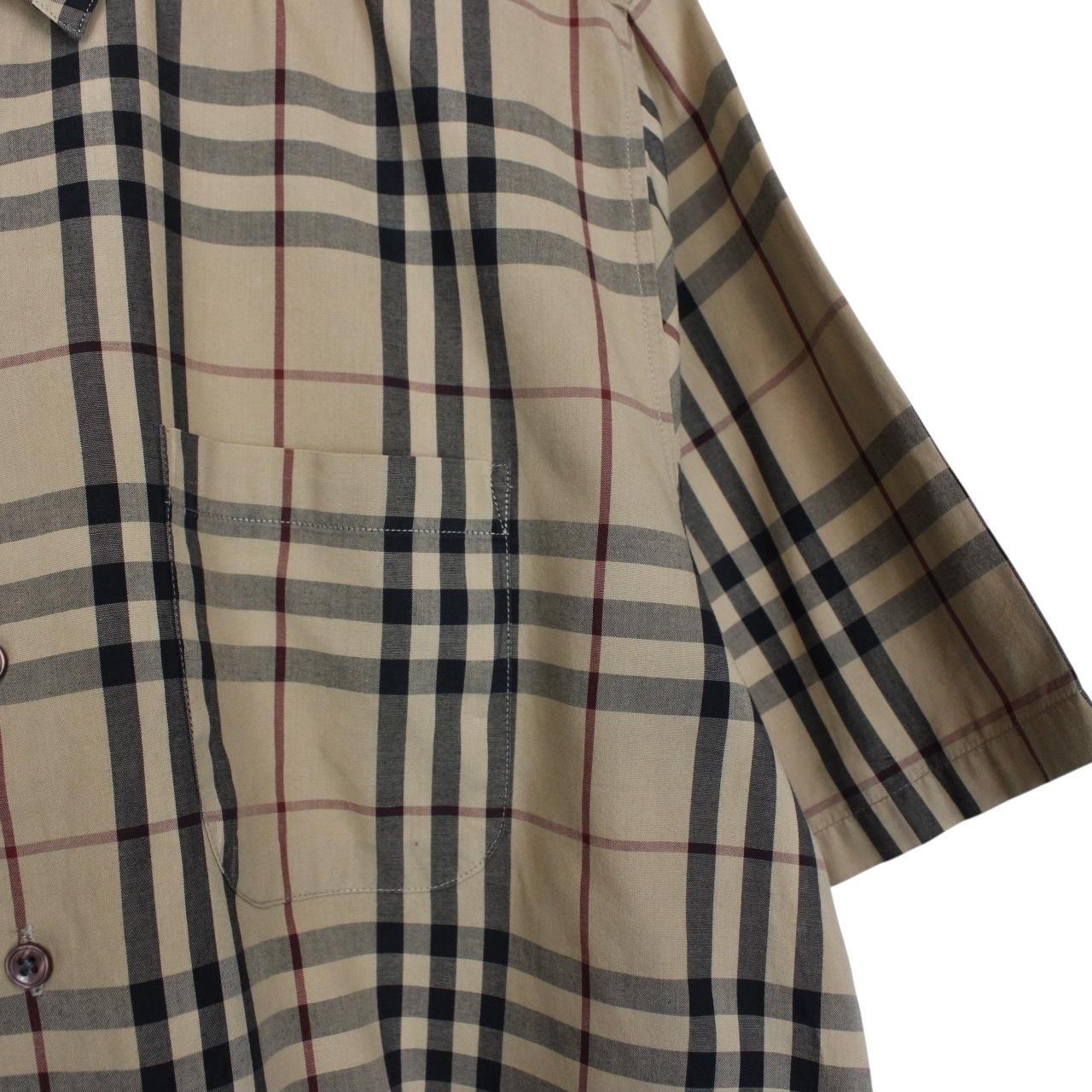 Vintage Burberry London Tan Brown Nova Check Short Sleeve Cotton Shirt