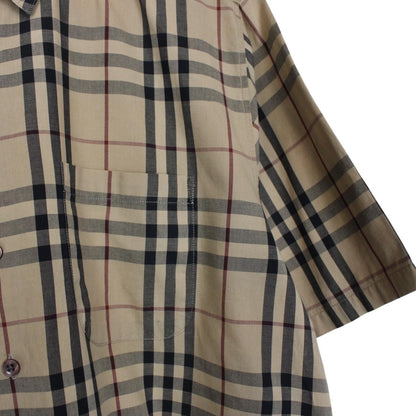 Vintage Burberry London Tan Brown Nova Check Short Sleeve Cotton Shirt