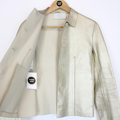 Prada Beige Button Up Leather Jacket