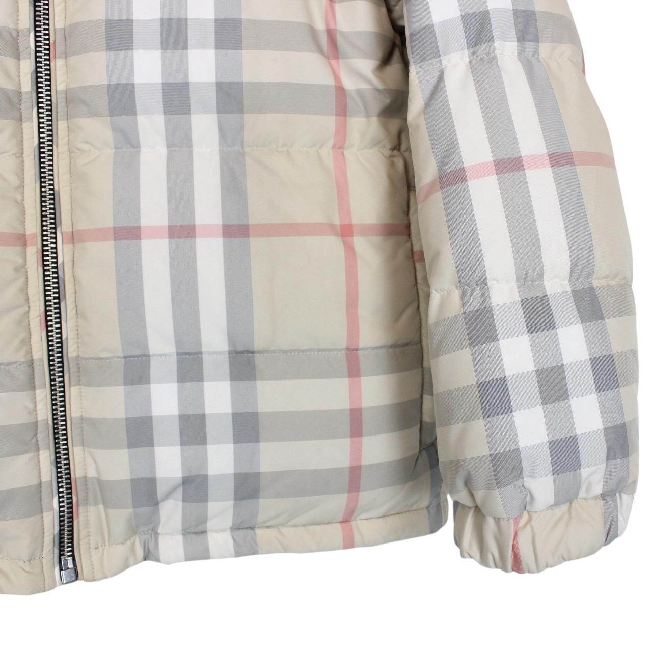 Burberry Beige and Black Nova Check Full Zip Reversible Down Puffer Jacket