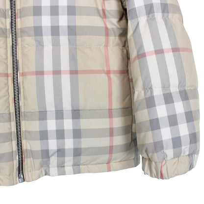Burberry Beige and Black Nova Check Full Zip Reversible Down Puffer Jacket