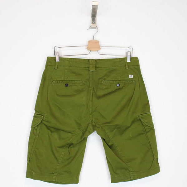 CP Company Green Cotton Lens Cargo Shorts