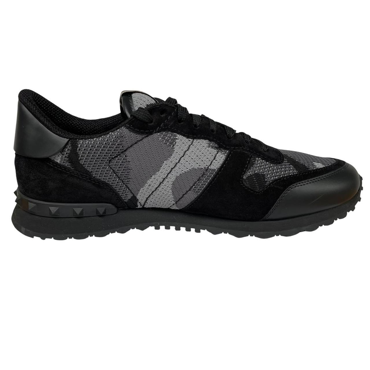 Valentino Garavani Rockrunner Black and Grey Mesh Camouflage Trainers
