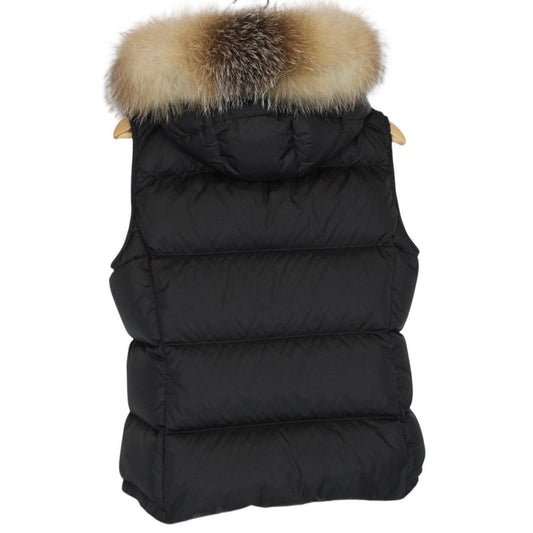 Moncler Black Gallinule Down Fur Hooded Gilet / Bodywarmer