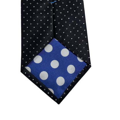 Paul Smith black and white polka dot silk tie with logo and tags attached.