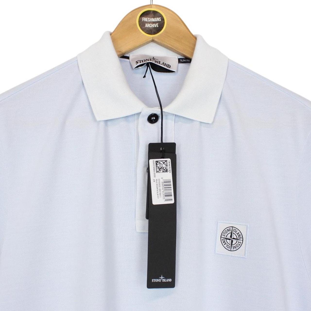 Stone Island Light Blue Organic Cotton Short Sleeve Compass Polo Shirt