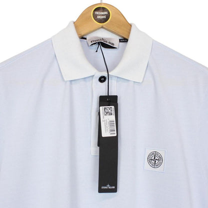 Stone Island Light Blue Organic Cotton Short Sleeve Compass Polo Shirt