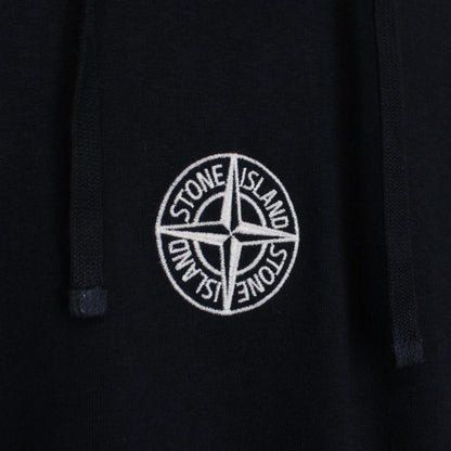 Stone Island SS 2021 Navy Blue Logo Embroidered Cotton Hoodie Jumper
