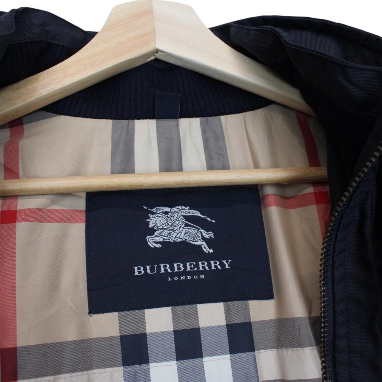 Burberry London Navy Blue Nylon Nova Check Multi Pocket Jacket