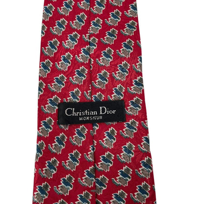 Vintage Christian Dior Red Polyester Tie