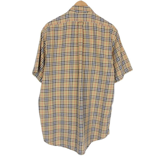 Vintage 90s Burberry Tan Brown Nova Check Short Sleeve Cotton Shirt