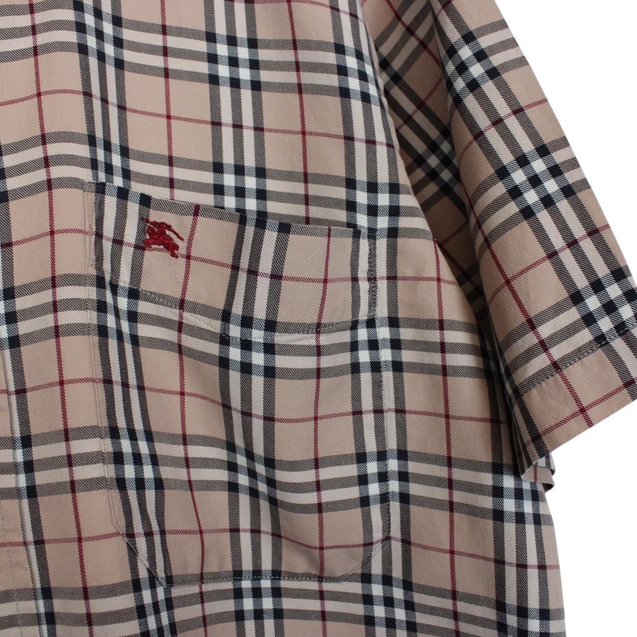 Vintage Burberry London Beige Nova Check Short Sleeve Cotton Shirt