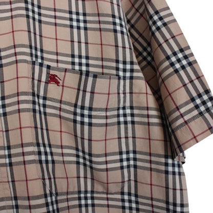 Vintage Burberry London Beige Nova Check Short Sleeve Cotton Shirt