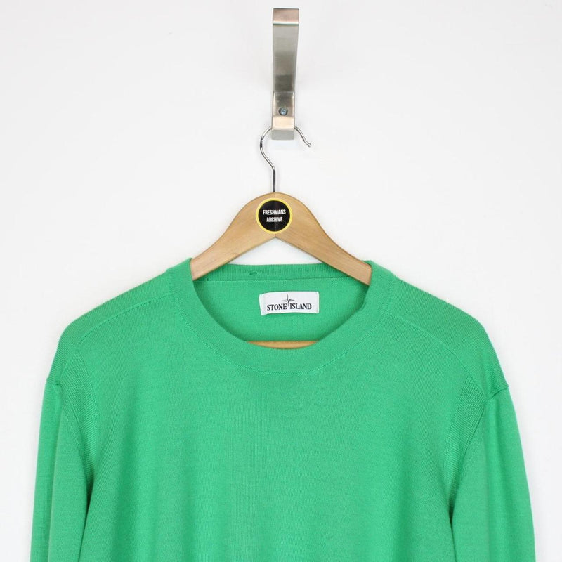 Stone Island AW 2021 Green Wool Knit Sweatshirt Jumper