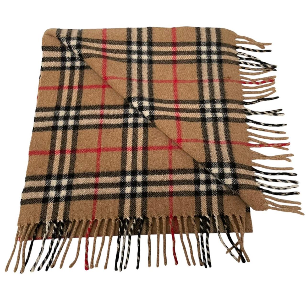 Vintage 90s Burberry Tan Brown Nova Check Cashmere Scarf