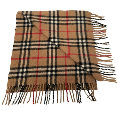 Vintage 90s Burberry Tan Brown Nova Check Cashmere Scarf