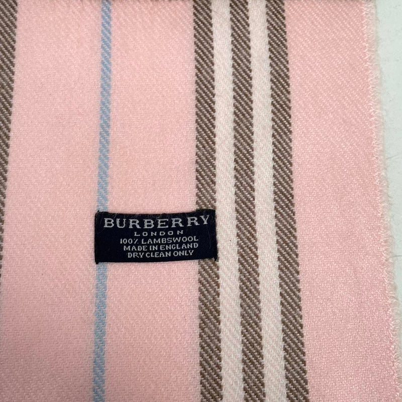 Vintage 90s Burberry Baby Pink Nova Check Lambswool Scarf