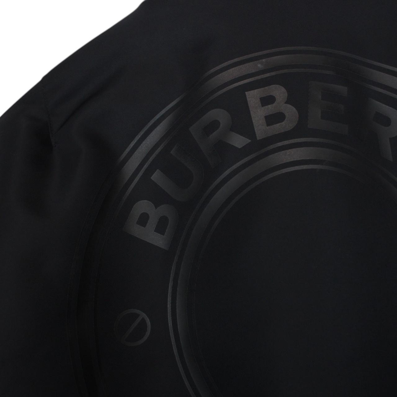 Burberry Black Logo Print Full Zip Nylon Bomber Jacket